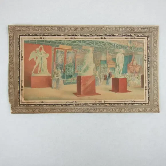 Antique George Baxter Print Great Exhibition 1851 Interior French Department